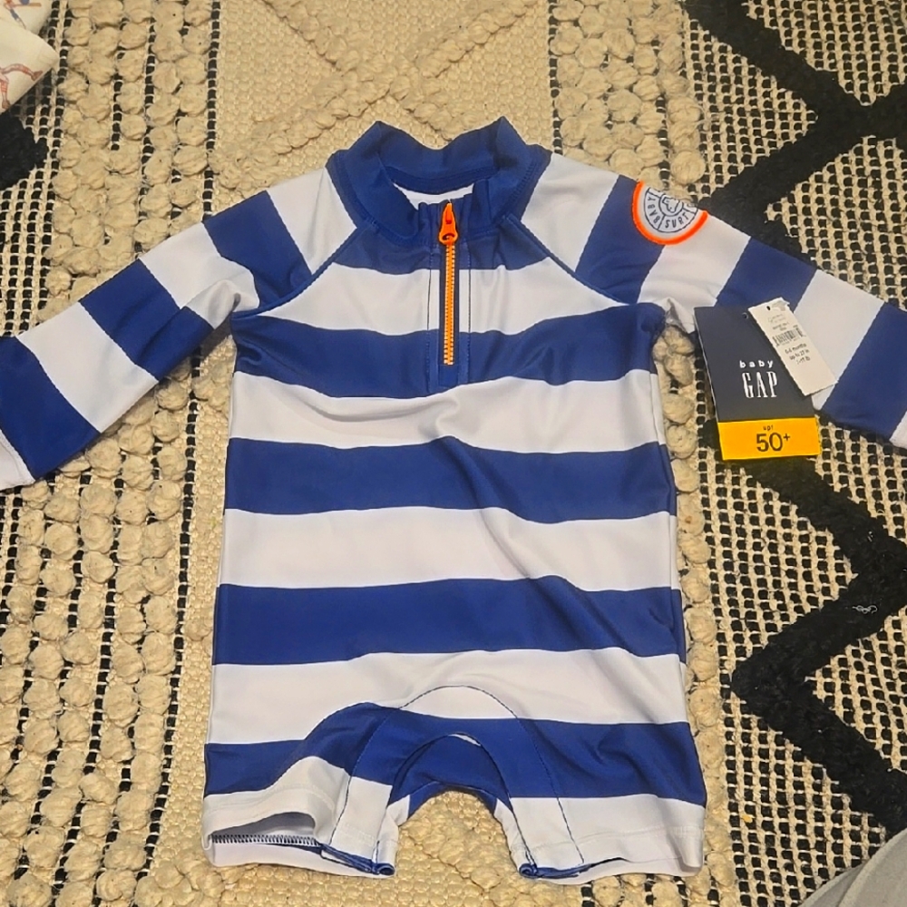 GAP Blue and White Striped Kids Swimwear